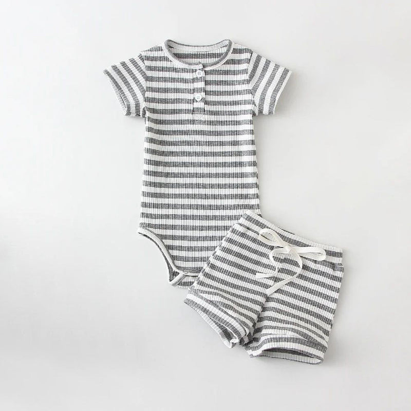 Two-piece Boys' Summer Round Neck Romper Suit