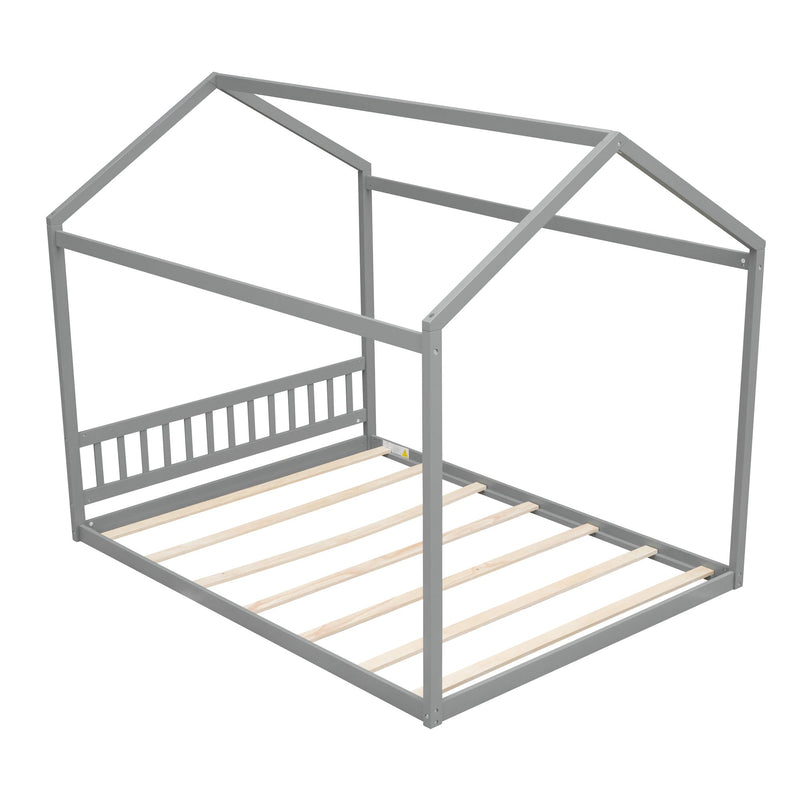 Wooden House Bed With Headboard