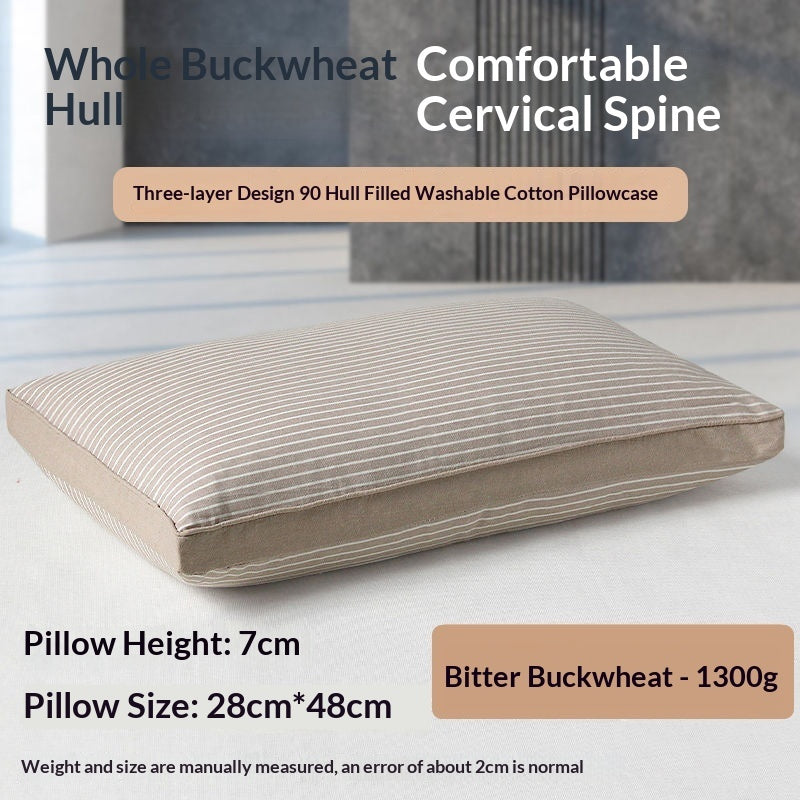 Buckwheat Cervical Pillow – All-Cotton Washable Neck Support for Deep Sleep