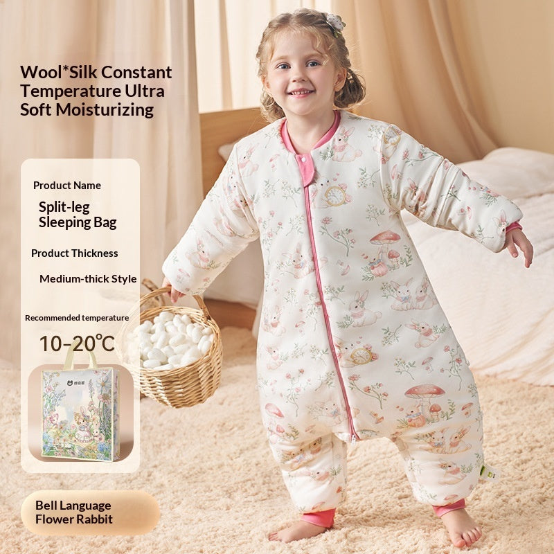 Sleeping Bag Silk Wool Autumn And Winter Thickened Constant Temperature For Children