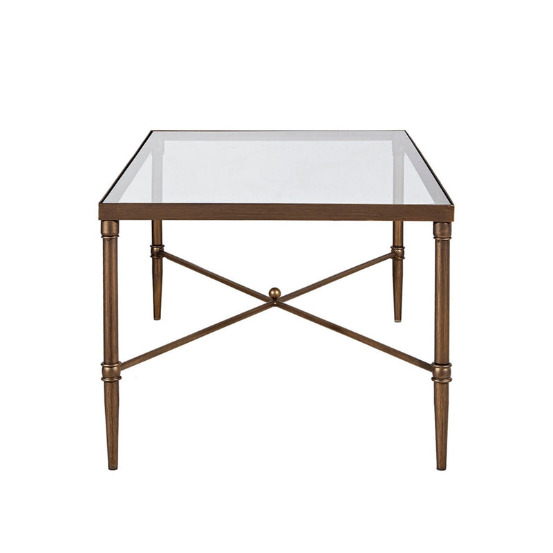 Metal Rectangle Coffee Table With Tempered Glass Top - Bronze