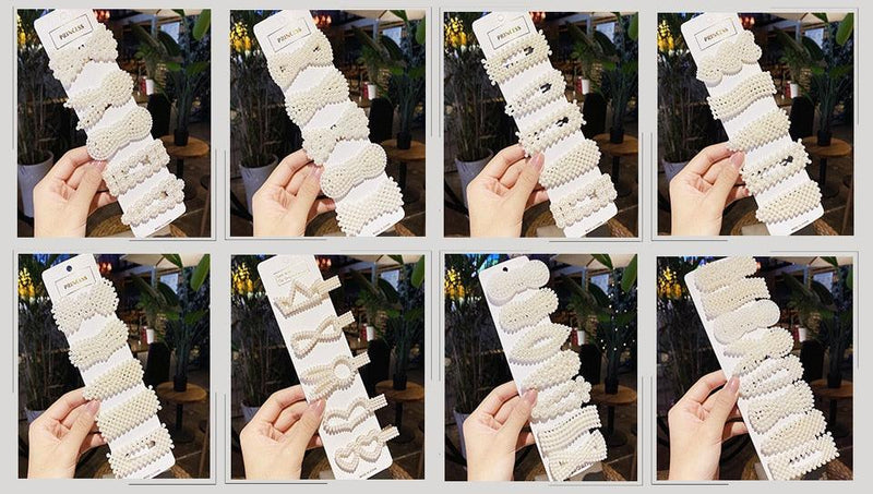 5/8PCS/Set Women Girls Elegant Imitation Pearls Geometric Hairpins Sweet Hair Ornament Clips Barrettes Gorgeous Fashion Hair Accessories For Women