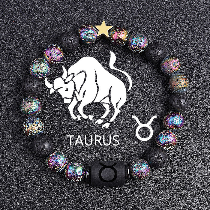 European And American Twelve Constellation Natural Stone Beaded Bracelet