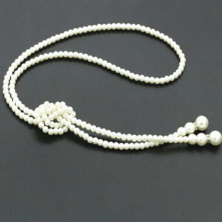 Trendy Multi-Layer Knotted Pearl Sweater Chain Long Necklace