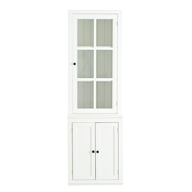 Retro Style Hutch Cabinet With Glass Door, China Cabinet For Home