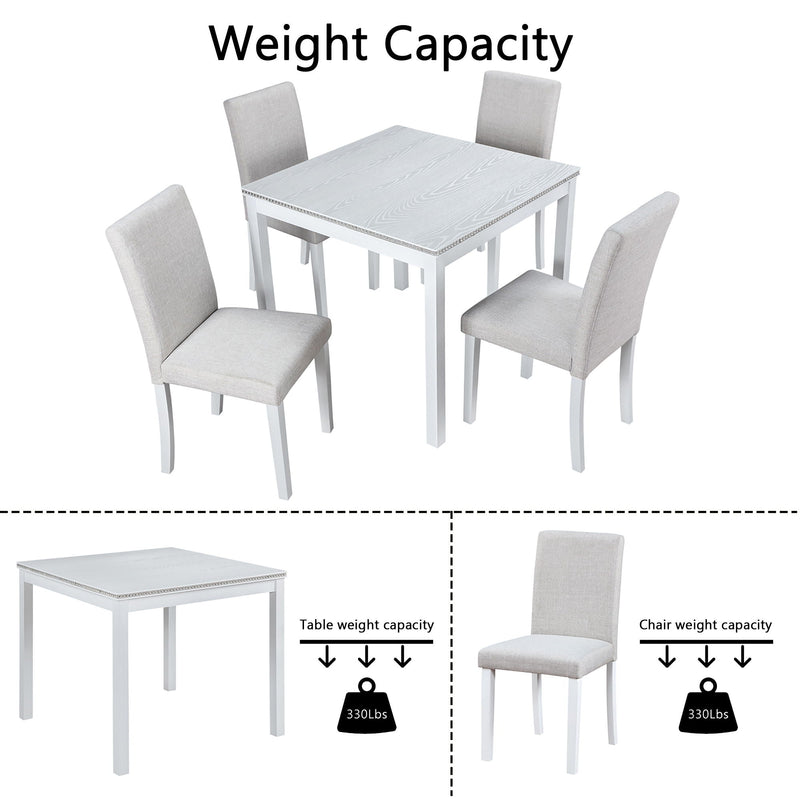 Dining Table Set With Crystal Decoration And Upholstered Chairs