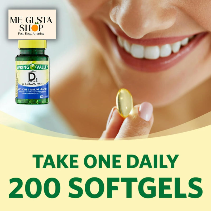 Vitamin D3 Supplement, 50 Mcg 2,000 IU, 200 Count Includes Pill Organizer