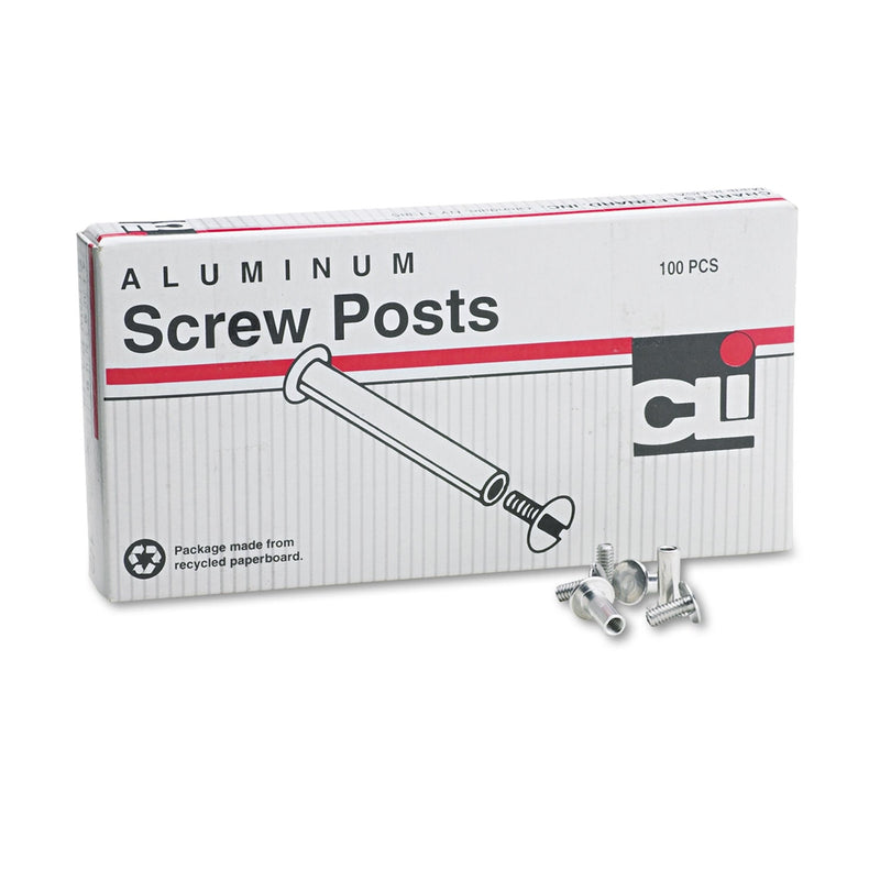 Charles Leonard Post Binder Aluminum Screw Posts, 0.19" Diameter, 0.5" Long, 100/Box