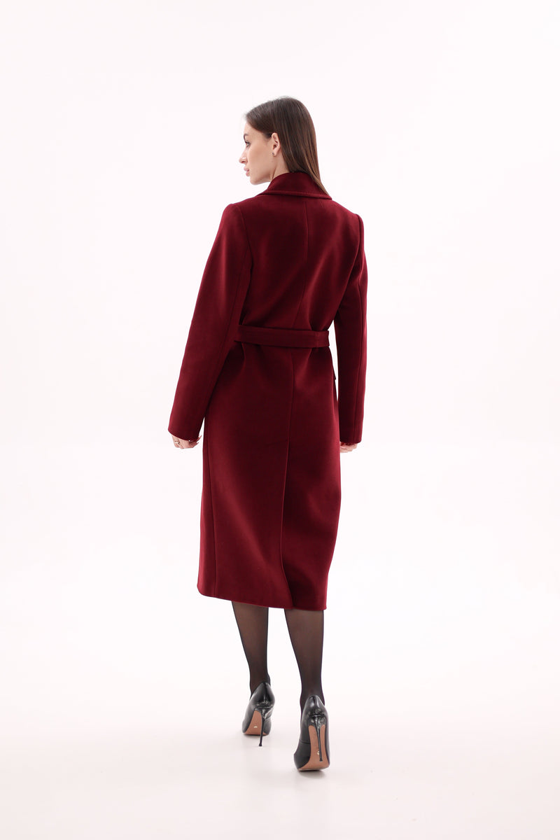 Denise Cashmere Blend Overcoat in Bordeaux