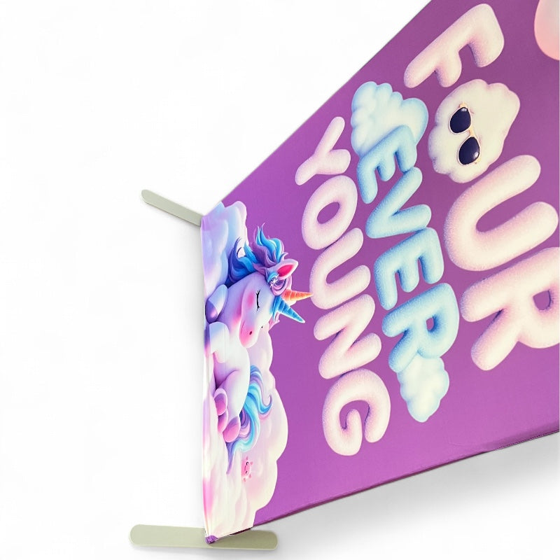 Four Ever Young Fabric Arch Cover - 4th Birthday Party Decor