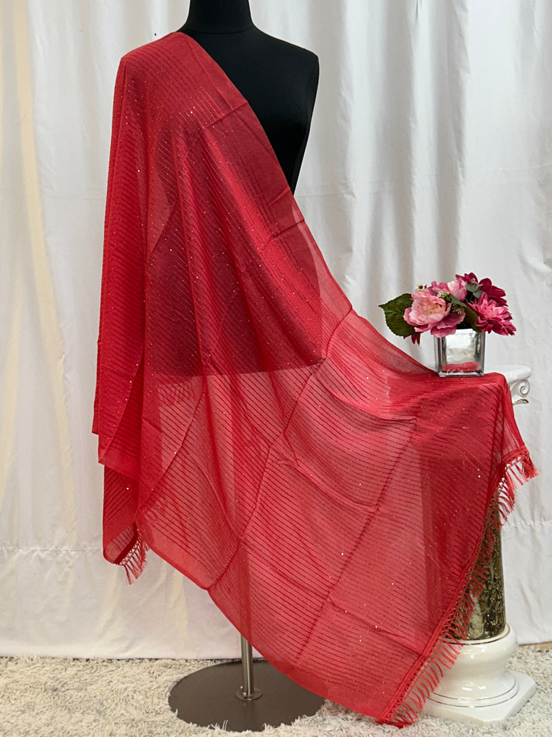 Sequin work dupatta : dark peach