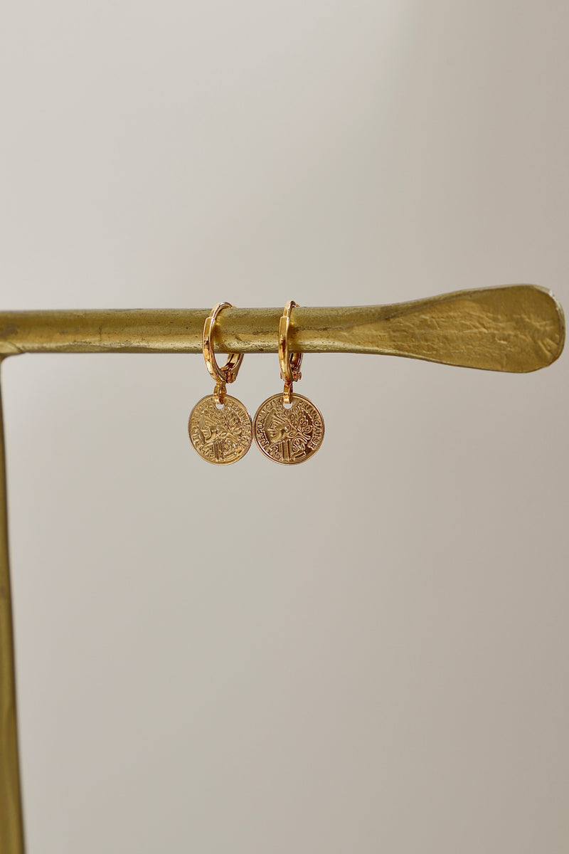 PETITE COIN HUGGIE EARRINGS