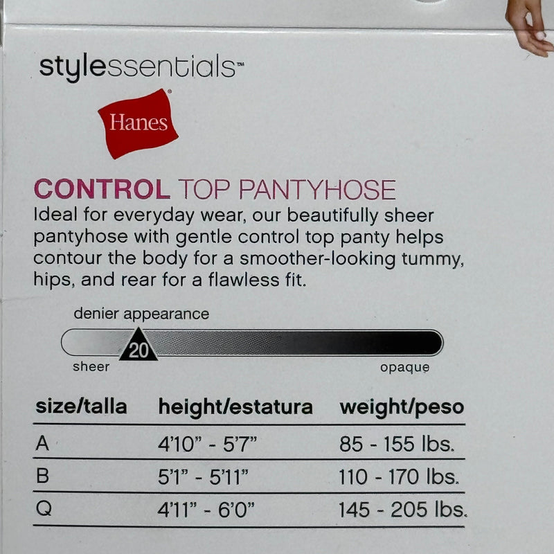 HANES (2 PACK, 2 PAIRS EACH ) Essentials Control Top Pantyhose Women's Sz A Nude