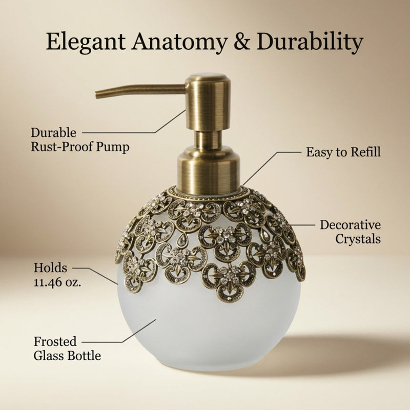 Colette Charm – Modern Decorative Bathroom Accessory Handmade Soap Dispenser, Gift for Mom
