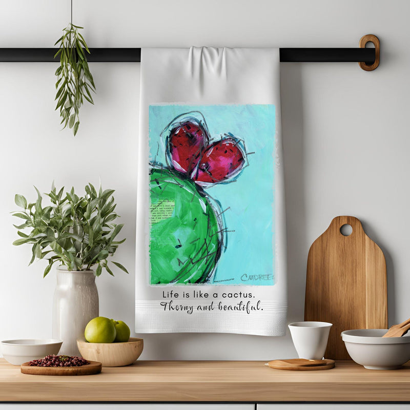 Dish Towel - "Life is like a cactus"