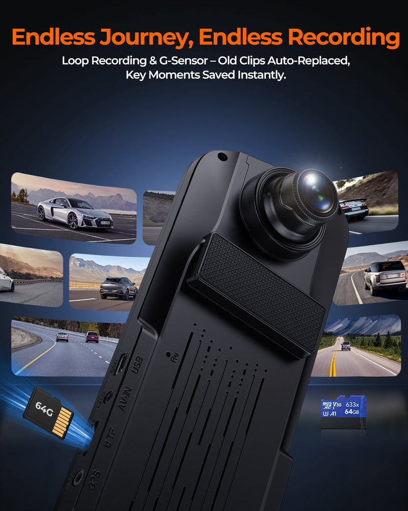 XR10 Pro 4K Front & 2.5K Rear Cameras, 10" IPS Touchscreen with Built-in Wi-Fi