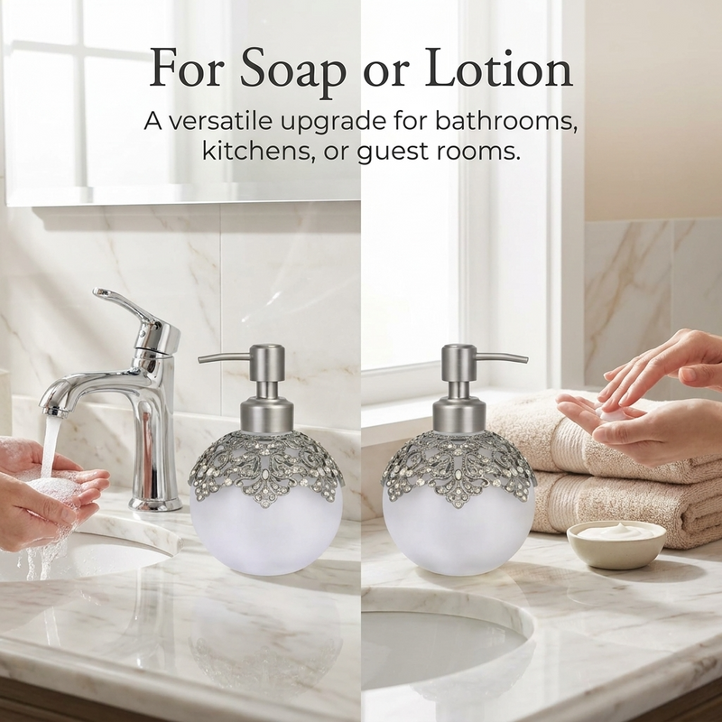 Isolde Essence – Modern Decorative Bathroom Accessory Handmade Soap Dispenser, 12 oz