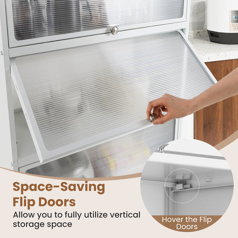 5-Tier Kitchen Pantry Storage Cabinet with Flip-Up Doors
