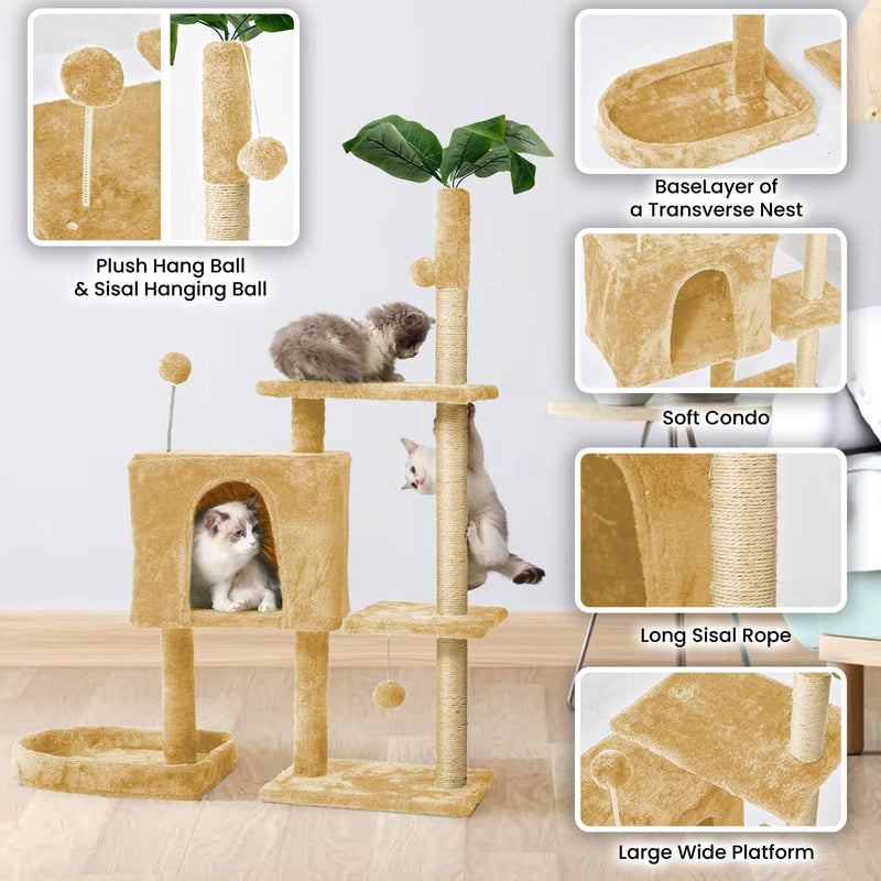 Cat Tree with Scratching Posts Plush Perch Stand