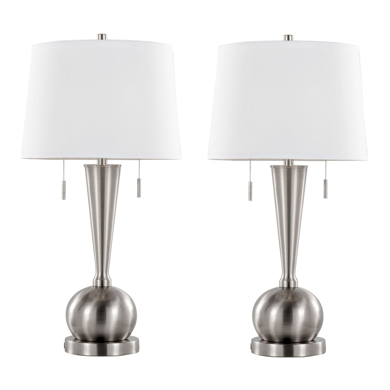 Jules 30.25" Contemporary Metal Table Lamp with Built-In USB Port - Set of 2