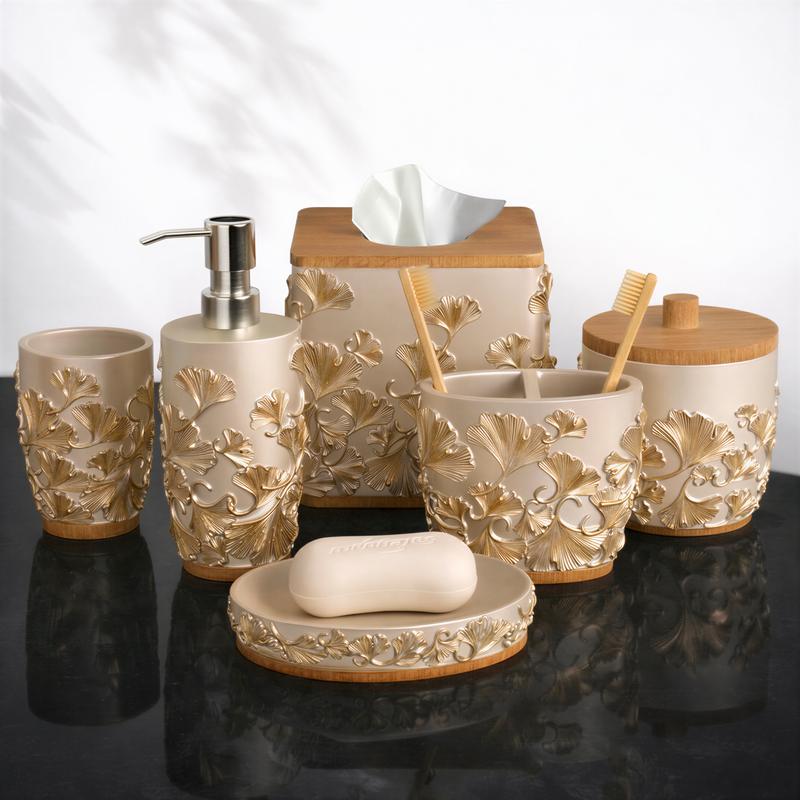 Bathroom Accessory Set – Valencia Collection 6-Piece Modern Polyresin Bath Decor