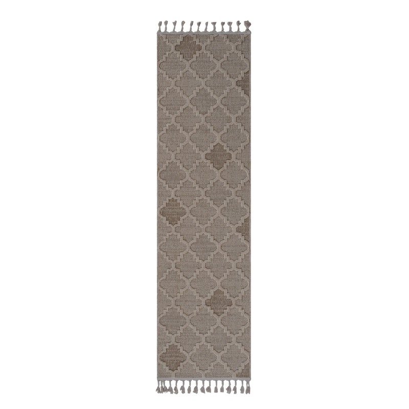 NAAR Guros Collection 2X8 Cream / Trellis Indoor / Outdoor Runner Rug
