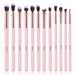 Eye Makeup Brushes 12Pcs Rose Gold Eyeshadow Makeup Brushes Set with Soft Synthetic Hairs & Real Wood Handle for Eyeshadow, Eyebrow, Eyeliner, Blending(Without Bag)