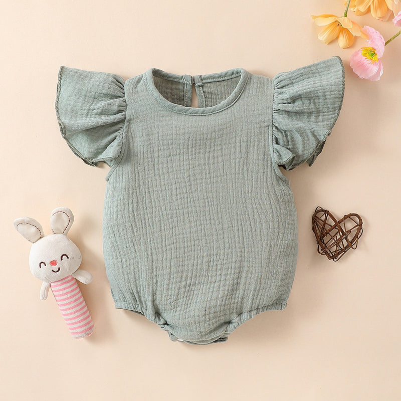 Multi-color Flutter-Sleeve Baby Romper For Infants And Toddlers