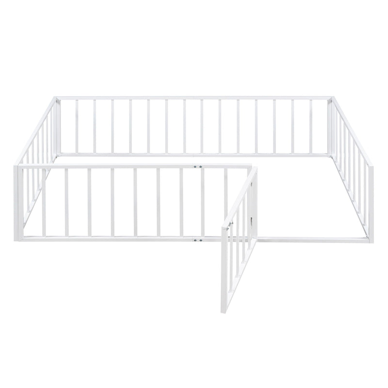 Metal Floor Bed Frame With Fence And Door