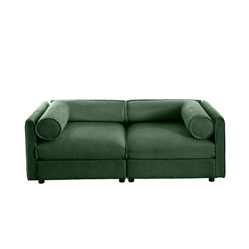 Stylish Sofa With Storage Seat And Cylindrical Backrest