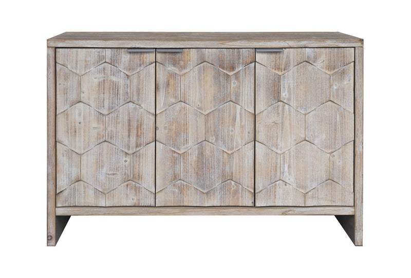 Accent Cabinet Farmhouse Style 3 Door Wooden Cabinet Sideboard Buffet Server Cabinet Storage Cabinet, For Living Room - Natural Wood Wash