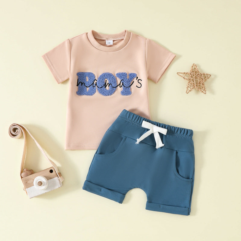 Boys Short-Sleeve Pocketed Shorts Set