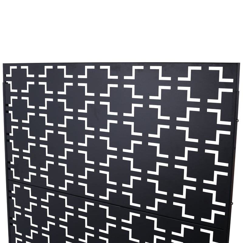 Outdoor / Indoor Privacy Screen Metal Privacy Screen, Freestanding Decorative Privacy Screen For Deck Balcony Patio - Black