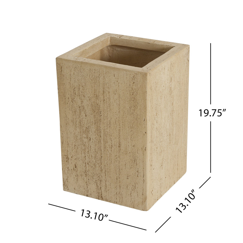 Handmade Travertine Planter Box, Antique Brown, 19.75"H