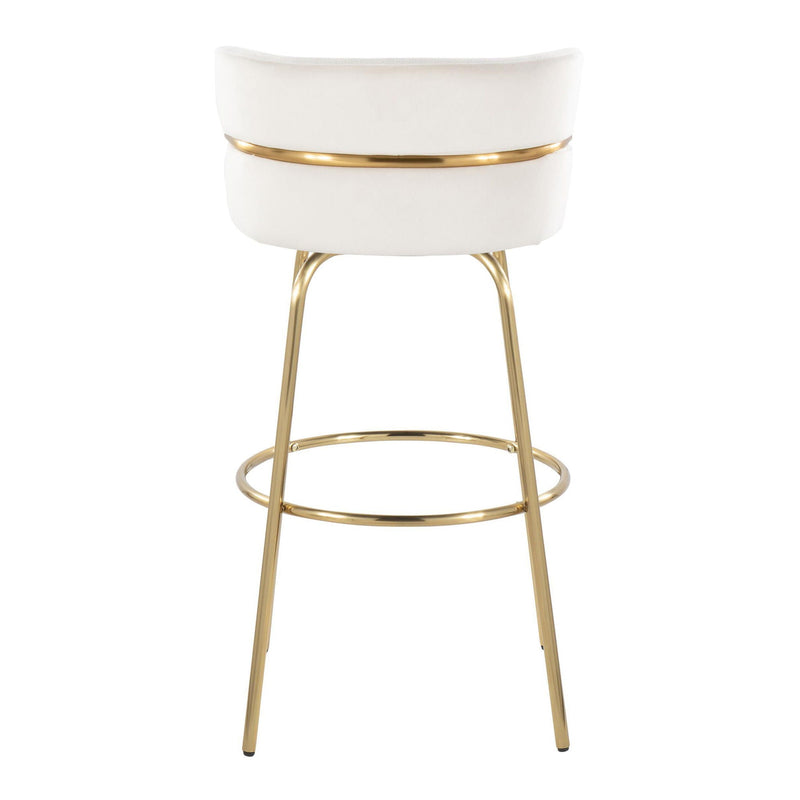 Cinch - Glam / Art Deco Fixed Height Barstool With Swivel With Round Footrest (Set of 2)