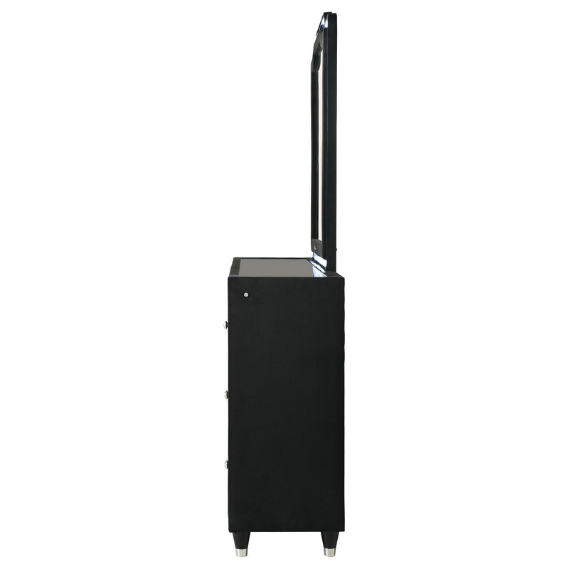 Lorient 8-drawer LED Flame Box Dresser and Mirror Black