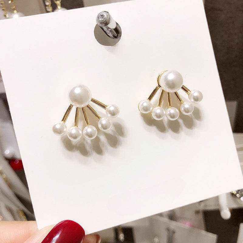 Simple Beaded Wrap Pearl Stud Earring