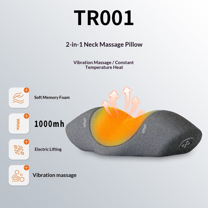 Smart Heated Vibration Massage Pillow – Neck & Waist Support with Heat Therapy & Infrared