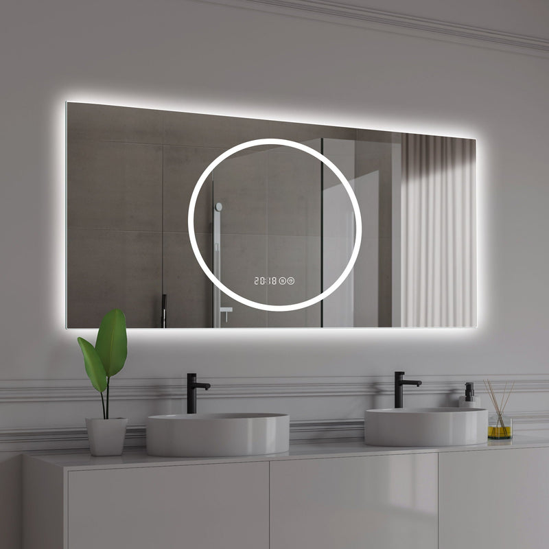 LED Vanity Mirror With Anti Fog & Dimmable Lights, Wall-Mounted - Antique Silver