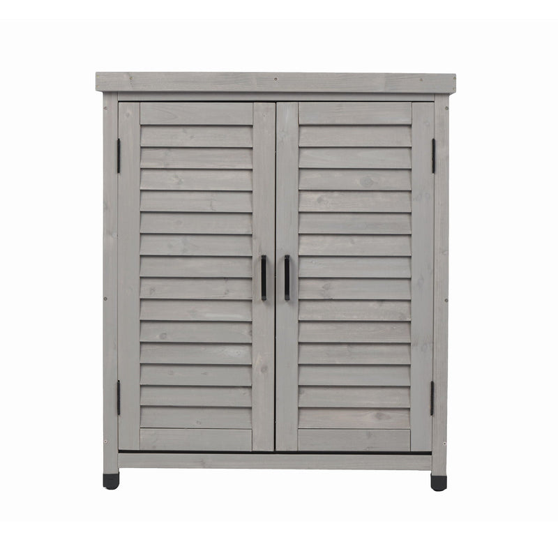 Potting Bench With Storage Cabinet And Metal Table Top For Outdoor