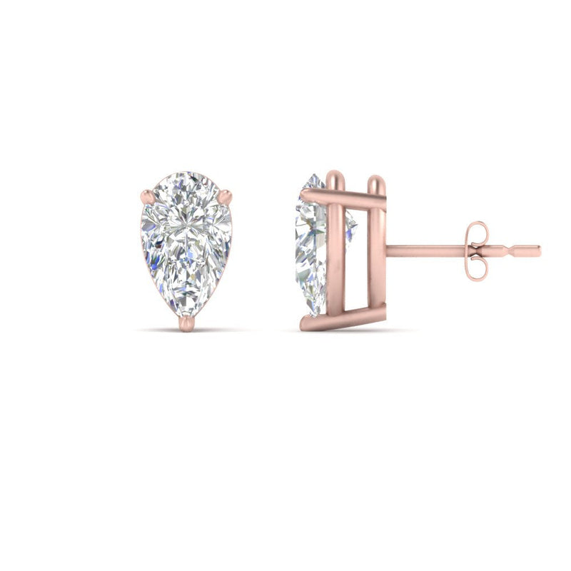 Three-Prong Pear Diamond Solitaire Stud Earrings (1.00ct - 10.00ct)