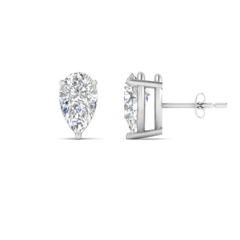 Three-Prong Pear Diamond Solitaire Stud Earrings (1.00ct - 10.00ct)