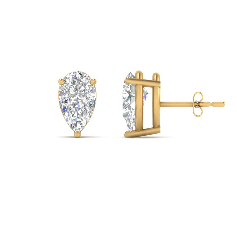 Three-Prong Pear Diamond Solitaire Stud Earrings (1.00ct - 10.00ct)