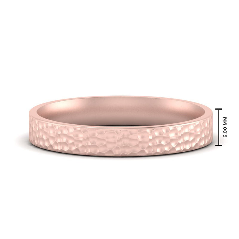 Hammered Wedding Band Comfort Fit 5 mm