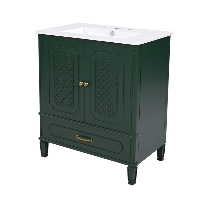 Nuvia 60-Inch Green Vintage Double Sink Vanity With Cabinets And Drawers (SAK26149)