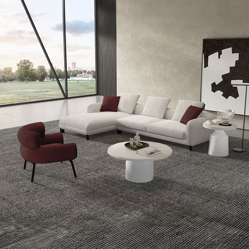 Mardi - Sectional Sofa With 6 Pillows - Maroon & Beige Tweed