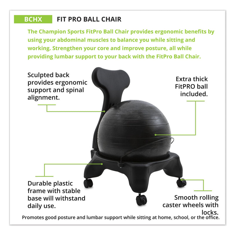 Champion Sports FitPro Ball Chair, Supports Up to 200 lb, Gray