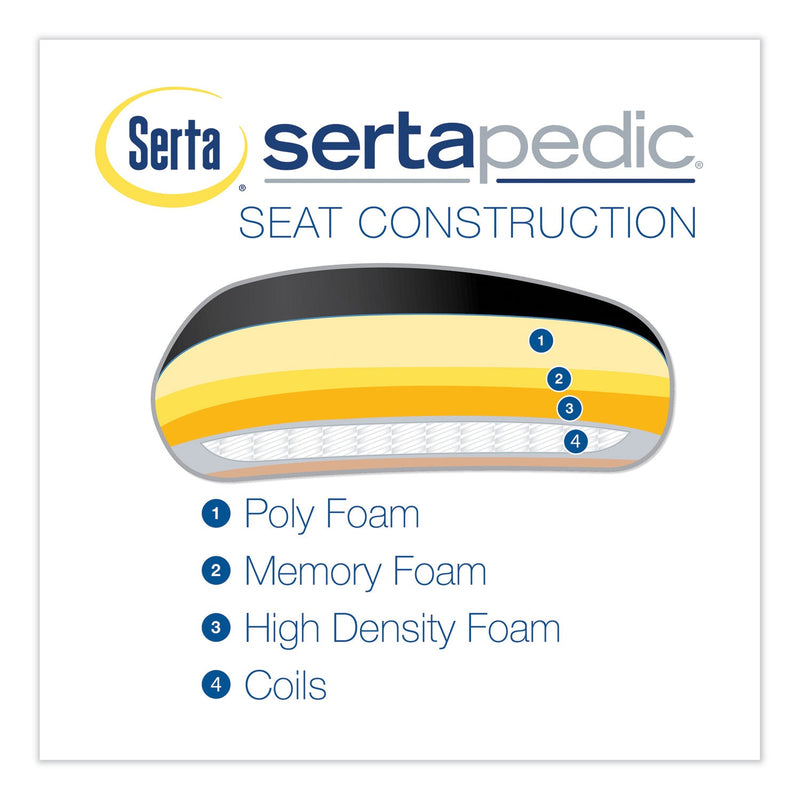 SertaPedic Cosset Mid-Back Executive Chair, Supports Up to 275 lb, 18.5" to 21.5" Seat Height, Black Seat/Back, Slate Base