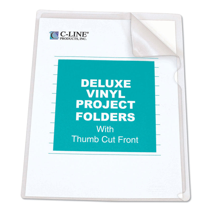 C-Line Deluxe Vinyl Project Folders, Letter Size, Clear, 50/Box
