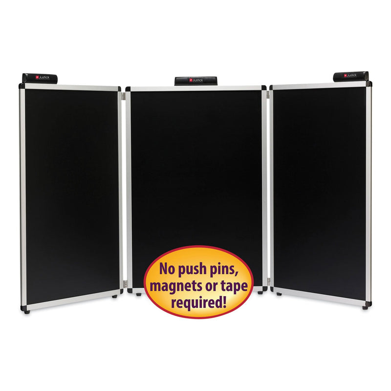 Smead Justick Three-Panel Electro-Surface Table-Top Expo Display, 72" x 36", Black